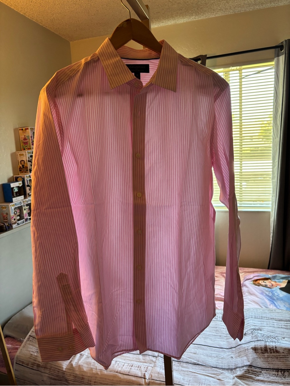 Banana Republic Pink and White Pinstripe Dress Shirt